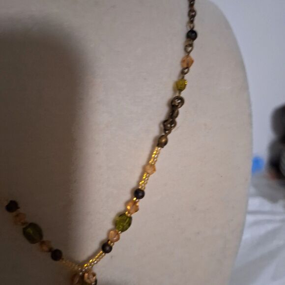 Amber Glass Women's Necklace Beaded Fairy Core Whimsical Boho Feminine - Picture 5 of 11